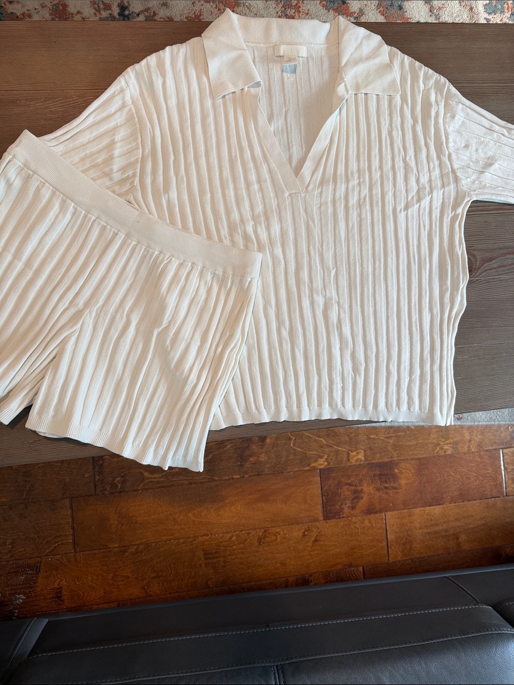 H&M White Ribbed Set